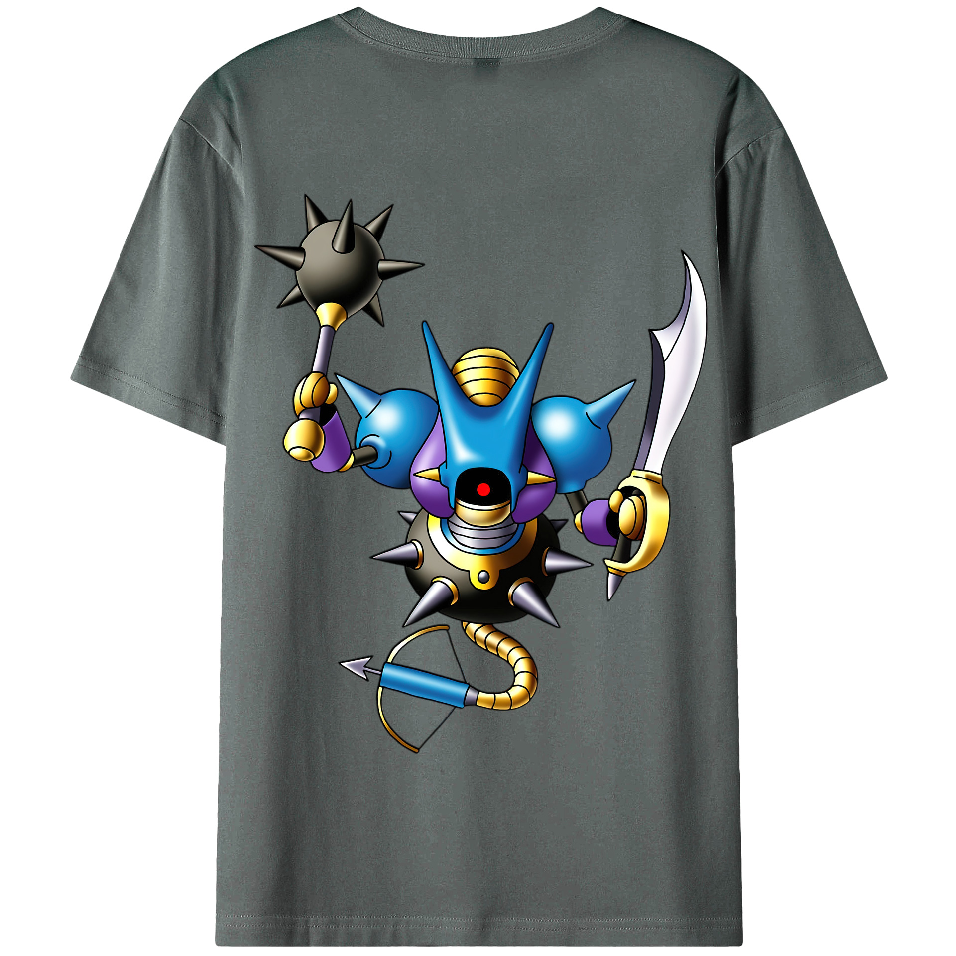 （画像用） ドラゴンクエスト Doragon Kuesuto Dragon Quest 綿100％半袖Tシャツ（背面プリント）
